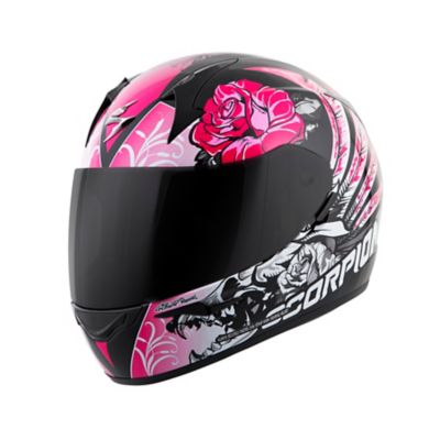 Scorpion Women's Exo-R410 Novel Full-Face Motorcycle Helmet -LG White/Purple pictures