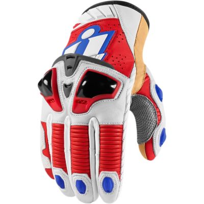 Icon Hypersport Short Leather Motorcycle Gloves -SM White pictures