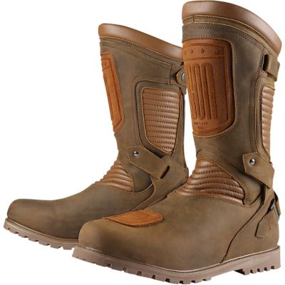 Icon 1000 Prep Leather Motorcycle Boots -14 Brown pictures