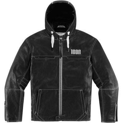 Icon 1000 The Hood Leather Motorcycle Jacket -2XL Black pictures
