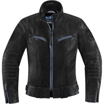 Icon 1000 Women's Fairlady Leather Motorcycle Jacket -XL Black pictures
