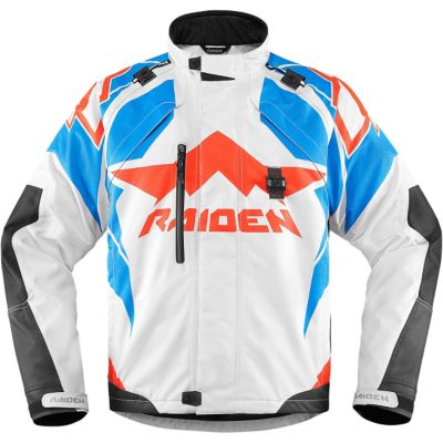 Icon Raiden DKR Waterproof Textile Adventure Motorcycle Jacket -SM Blue pictures