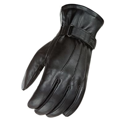 Power Trip Jet Black Lined Leather Motorcycle Gloves -2XL Black pictures