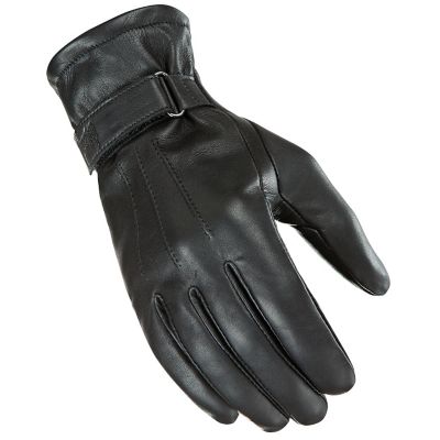 Power Trip Women's Jet Black Lined Leather Motorcycle Gloves -LG Black pictures