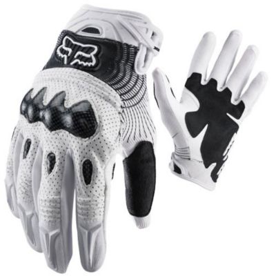 FOX Bomber Vortex Off-Road Motorcycle Gloves -LG White/Black pictures
