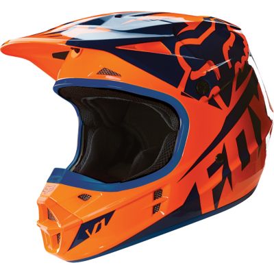 FOX V1 Race Off-Road Motorcycle Helmet -MD Blue/ Yellow pictures
