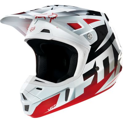 FOX V2 Race Off-Road Motorcycle Helmet -XL Red/ White pictures