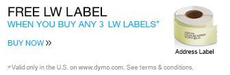 Buy 3 LabelWriter Labels Get a LW Address Label For Free. Valid only in the U.S. on www.dymo.com. Offer expires September 20, 2016 at 2:59AM ET.  