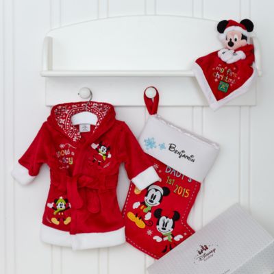 Mickey and Minnie Mouse 'My 1st Christmas' Unisex Personalised Baby Gift Set