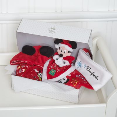 Mickey and Minnie Mouse 'My 1st Christmas' Unisex Personalised Baby Gift Set