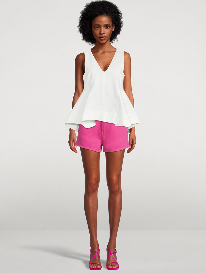 GANNI Cutline Colourblock Denim Shorts Holt Renfrew Canada