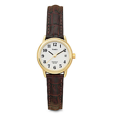 Timex® Womens Leather Croco Strap Watch 