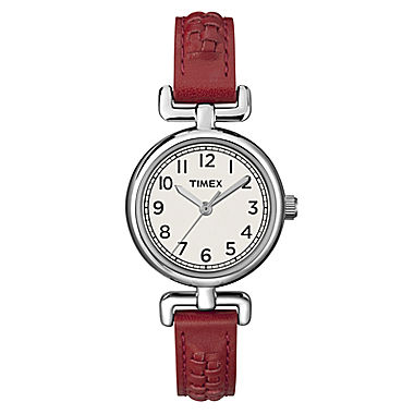 Timex® Weekender Red Braided Leather Strap Watch