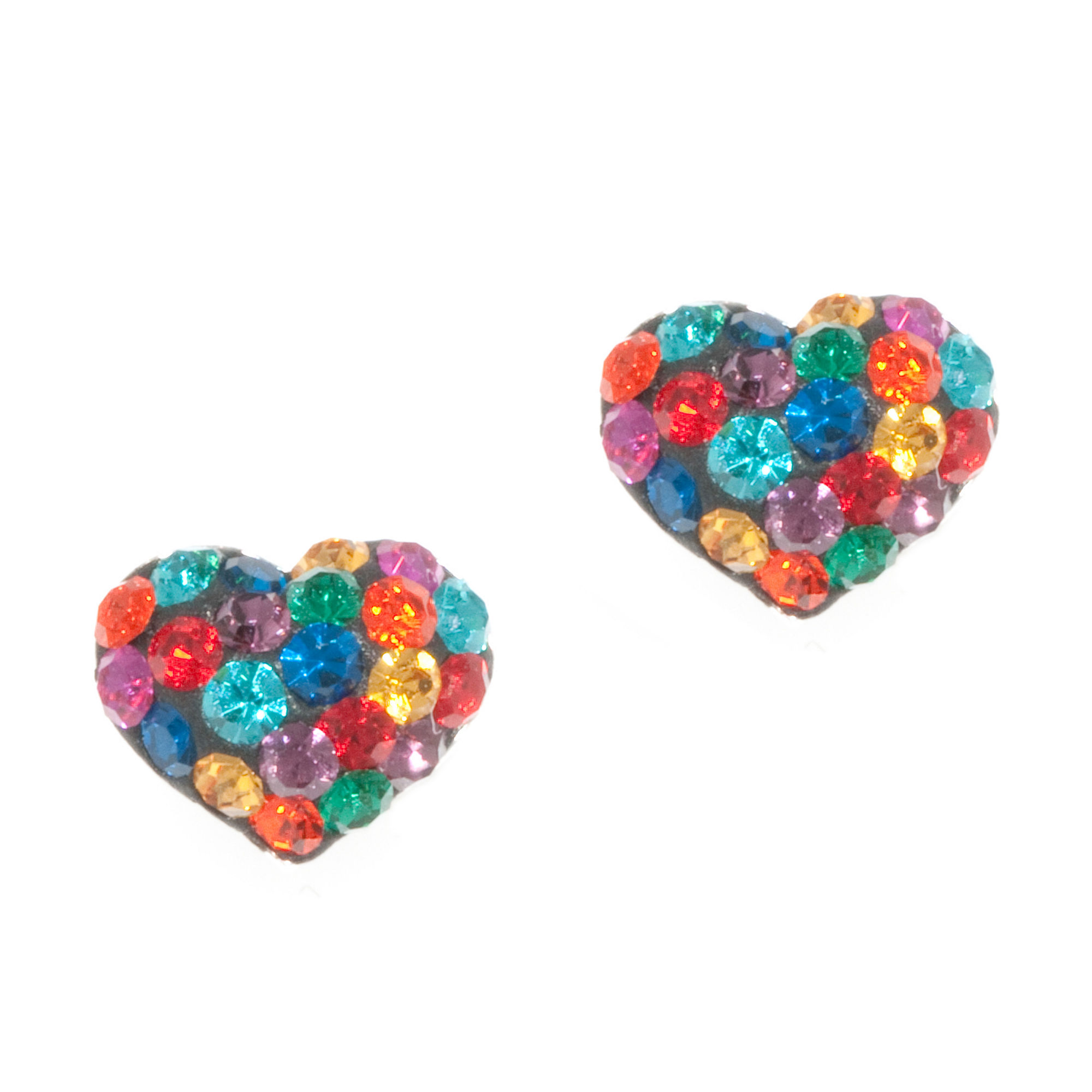 UPC 751349197615 product image for Sterling Silver Multicolored Crystal Heart Earrings | upcitemdb.com