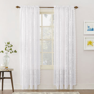 Home Expressions Jessica Lace Sheer Rod Pocket Set Of 2 Curtain