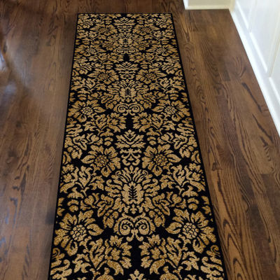 Como Black Damask Traditional Oriental Area Rug Color Black Jcpenney