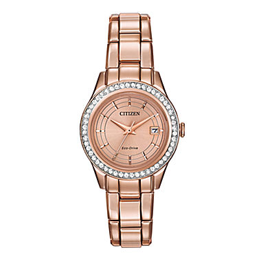 Citizen® Eco-Drive® Silhouette Womens Crystal-Accent Bracelet Watch
