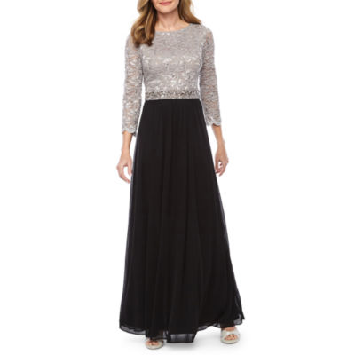 onyx nites short sleeve lace evening gown