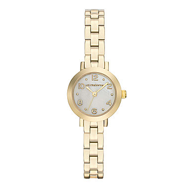 Liz Claiborne® Womens Gold-Tone Mini Bracelet Watch