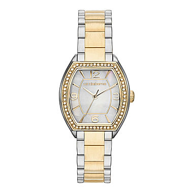 Liz Claiborne® Womens Crystal-Accent Two-Tone Bracelet Watch