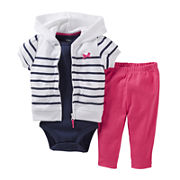 Carter's® Striped 3-pc. Hooded Cardigan Set - Girls newborn-24m