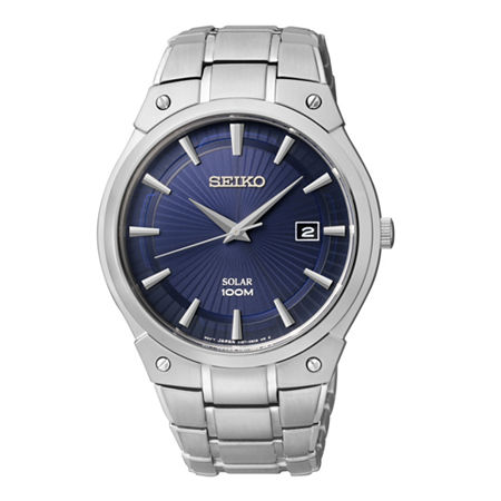 seiko silver tone solar men's watch