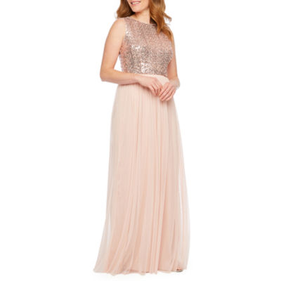 blu sage sleeveless glitter knit evening gown