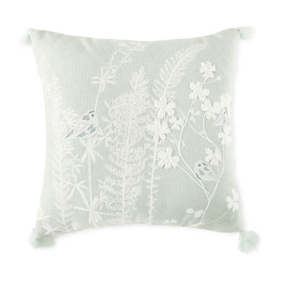 Jcpenney Home Botanical Floral Square Throw Pillow Color Mint Jcpenney