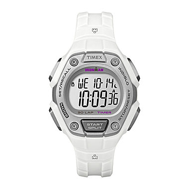 Timex® Ironman Womens 30-Lap White Resin Chronograph