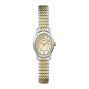 Timex® Cavatina Womens Oval Two-Tone Stainless Steel
