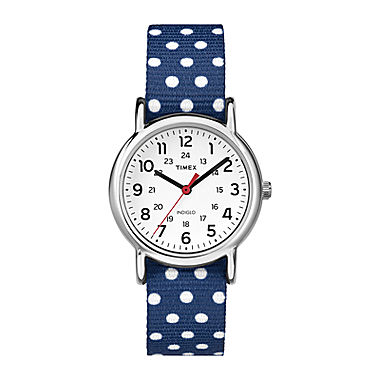 Timex® Weekender Womens Dots Blue Nylon Strap