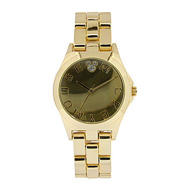 Disney Mickey Mouse Womens Gold-Tone Dial Gold-Tone