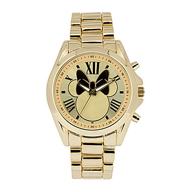 Disney Minnie Mouse Womens Gold-Tone Dial Gold-Tone