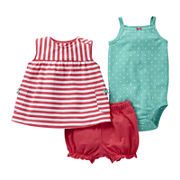 Carter’s Pink Striped 3-pc. Short Set - Girls newborn-24m