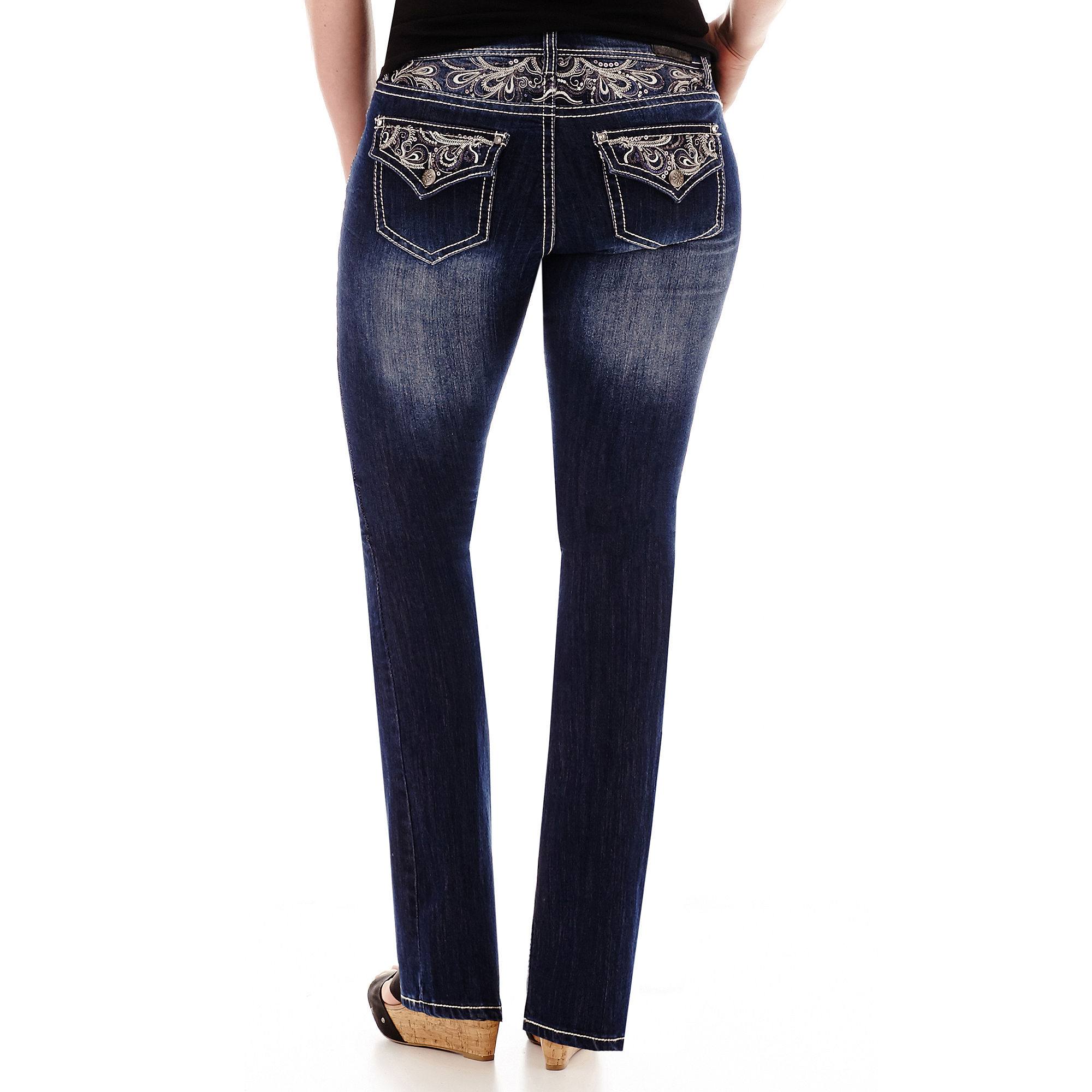 ZCO Embellished Yoke and Back-Flap Pocket Bootcut Jeans â€“ Plus