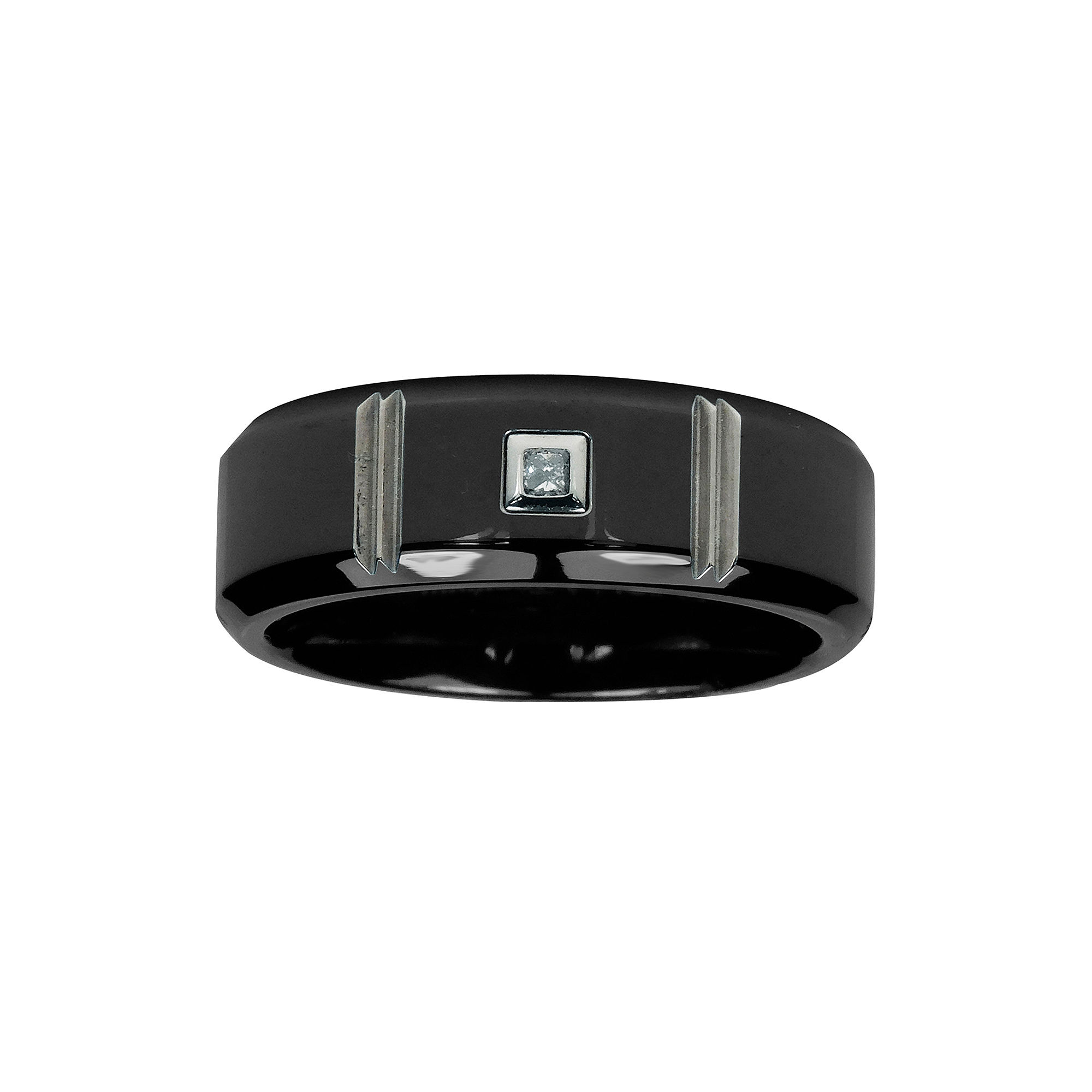 Mens Diamond Accent 7mm Black Titanium Wedding Band