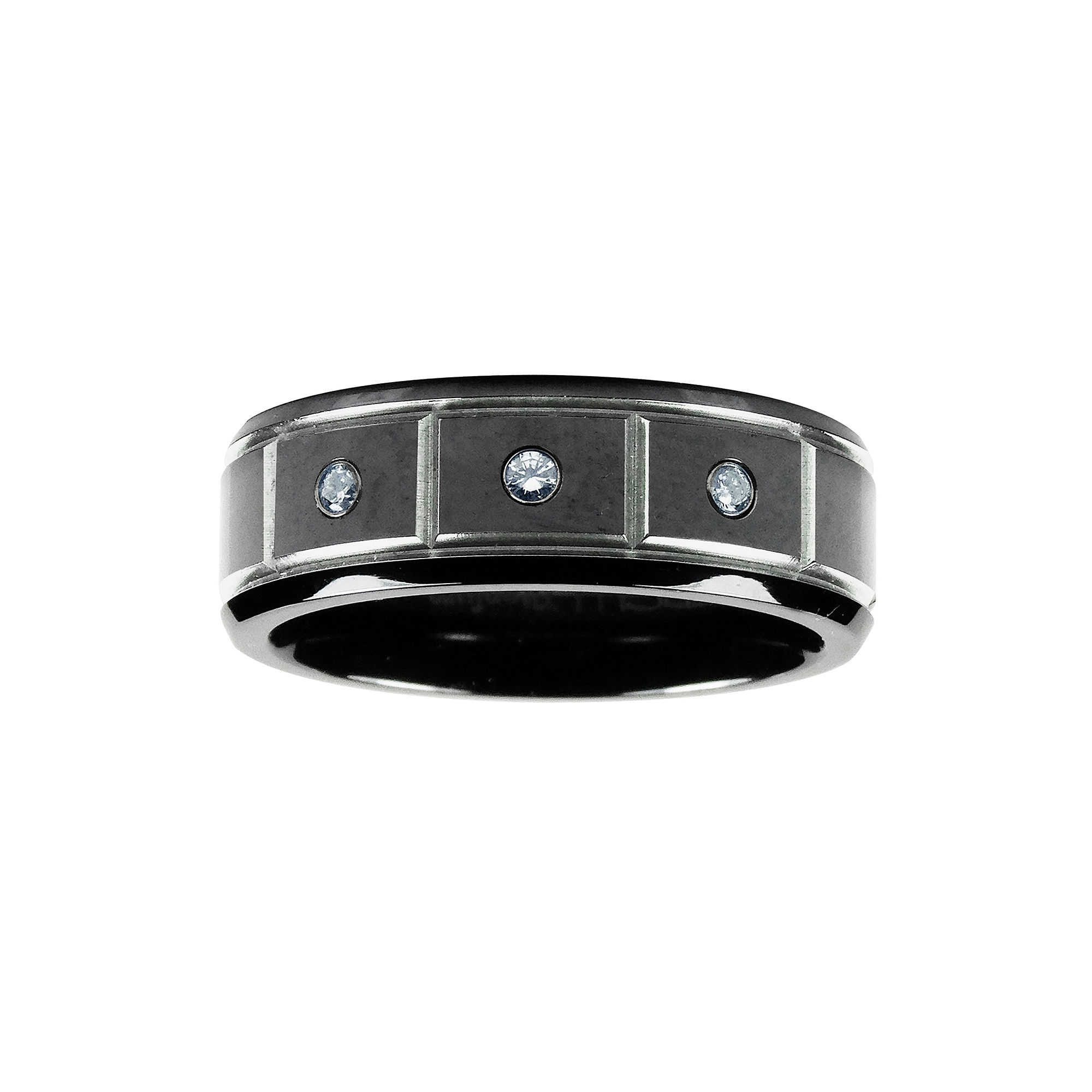Mens 1\/10 CT. T.W. Diamond Black Titanium Wedding Band