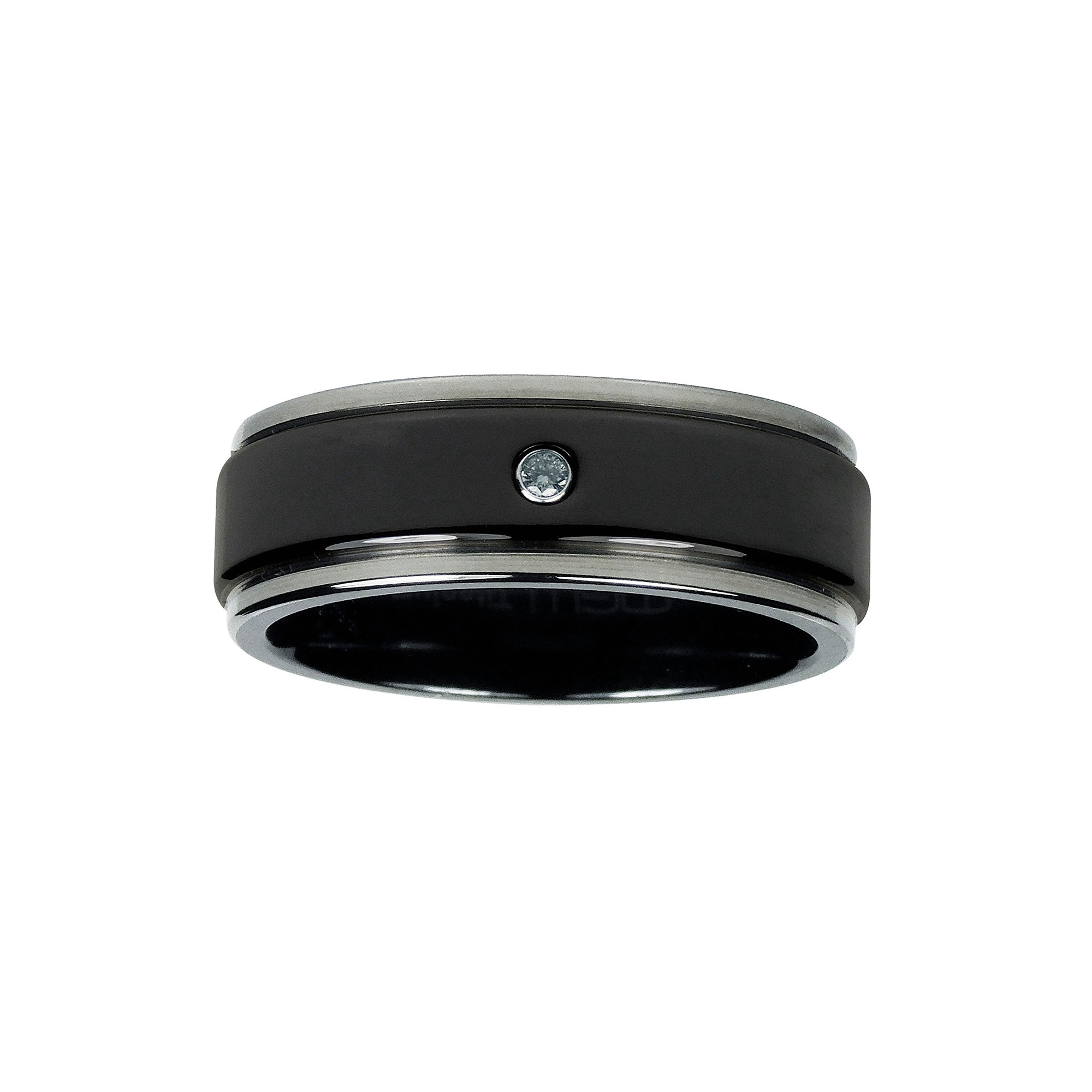 Mens Diamond Accent Black Titanium Wedding Band