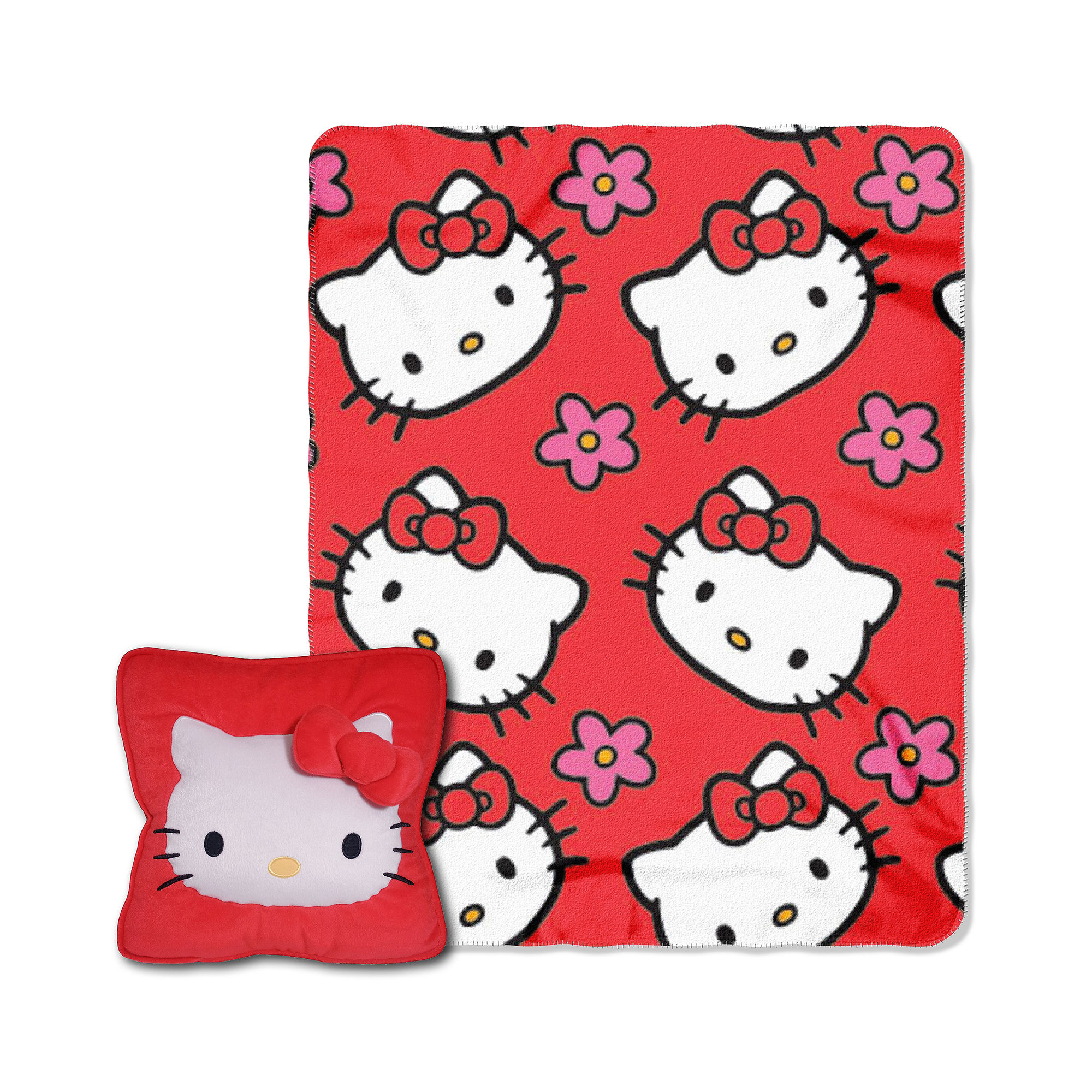 Hello Kitty Flowers Plush Pillow and Throw Set