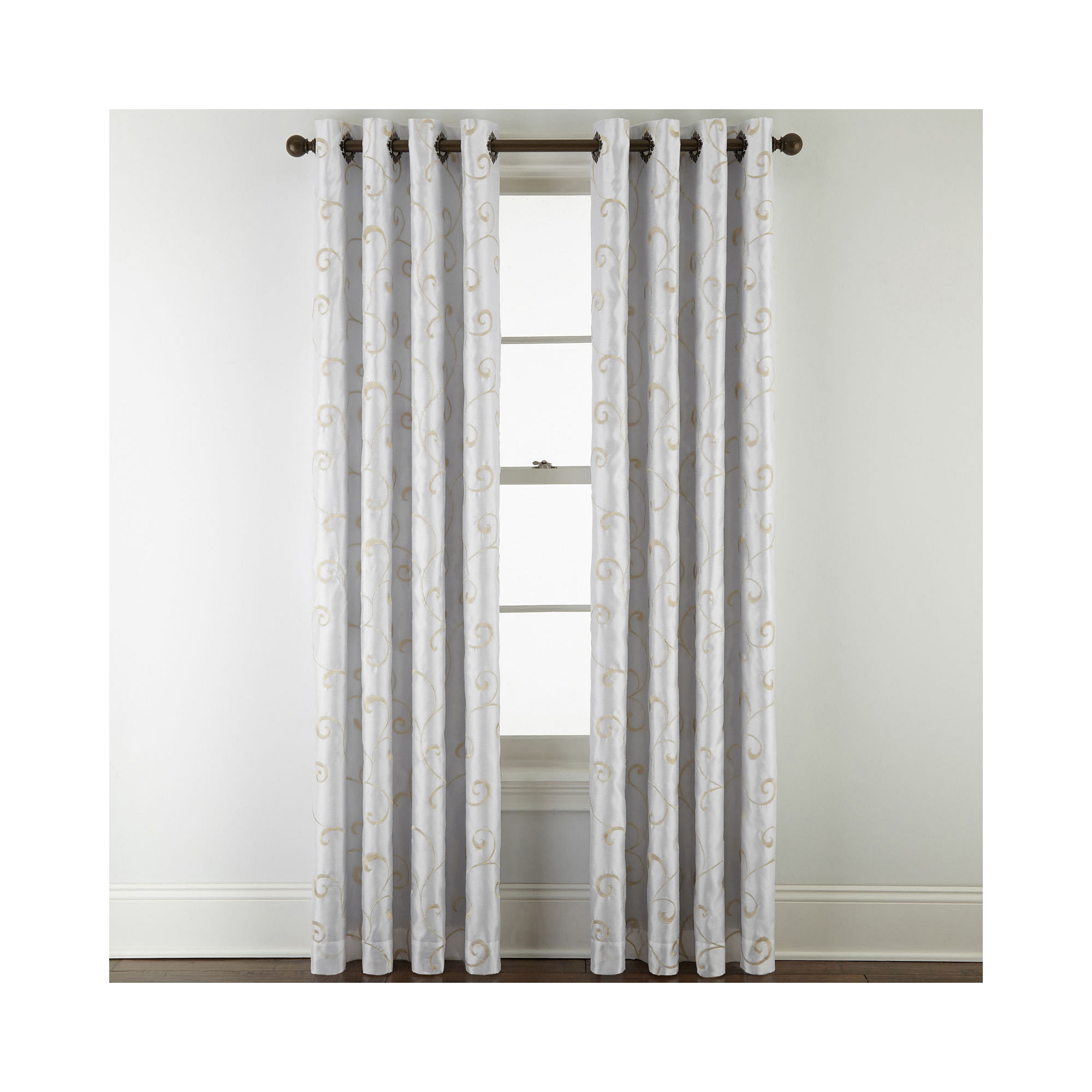 Royal Velvet Plaza Embroidery Blackout Grommet-Top Curtain Panel