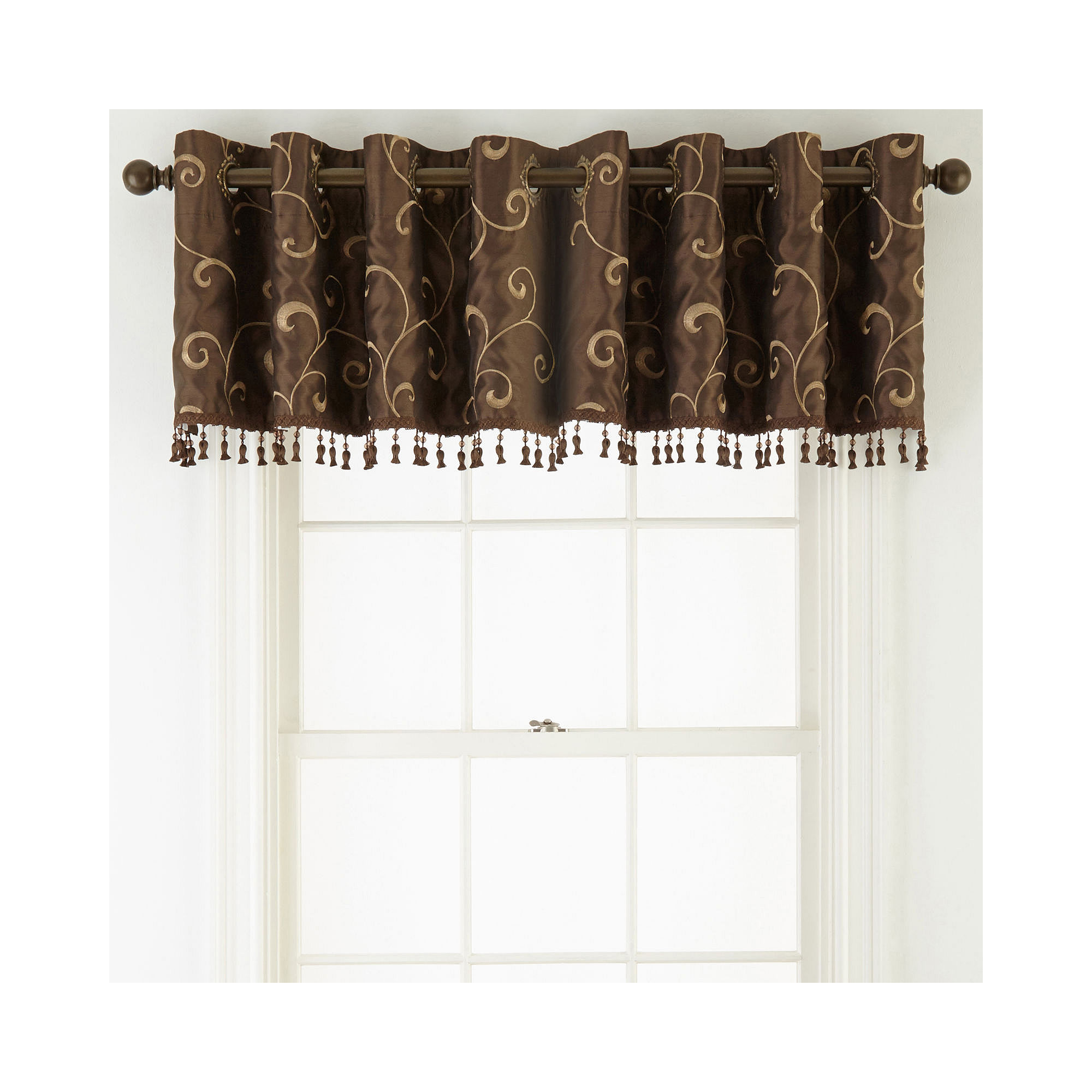 Royal Velvet Plaza Embroidery Grommet-Top Tailored Valance