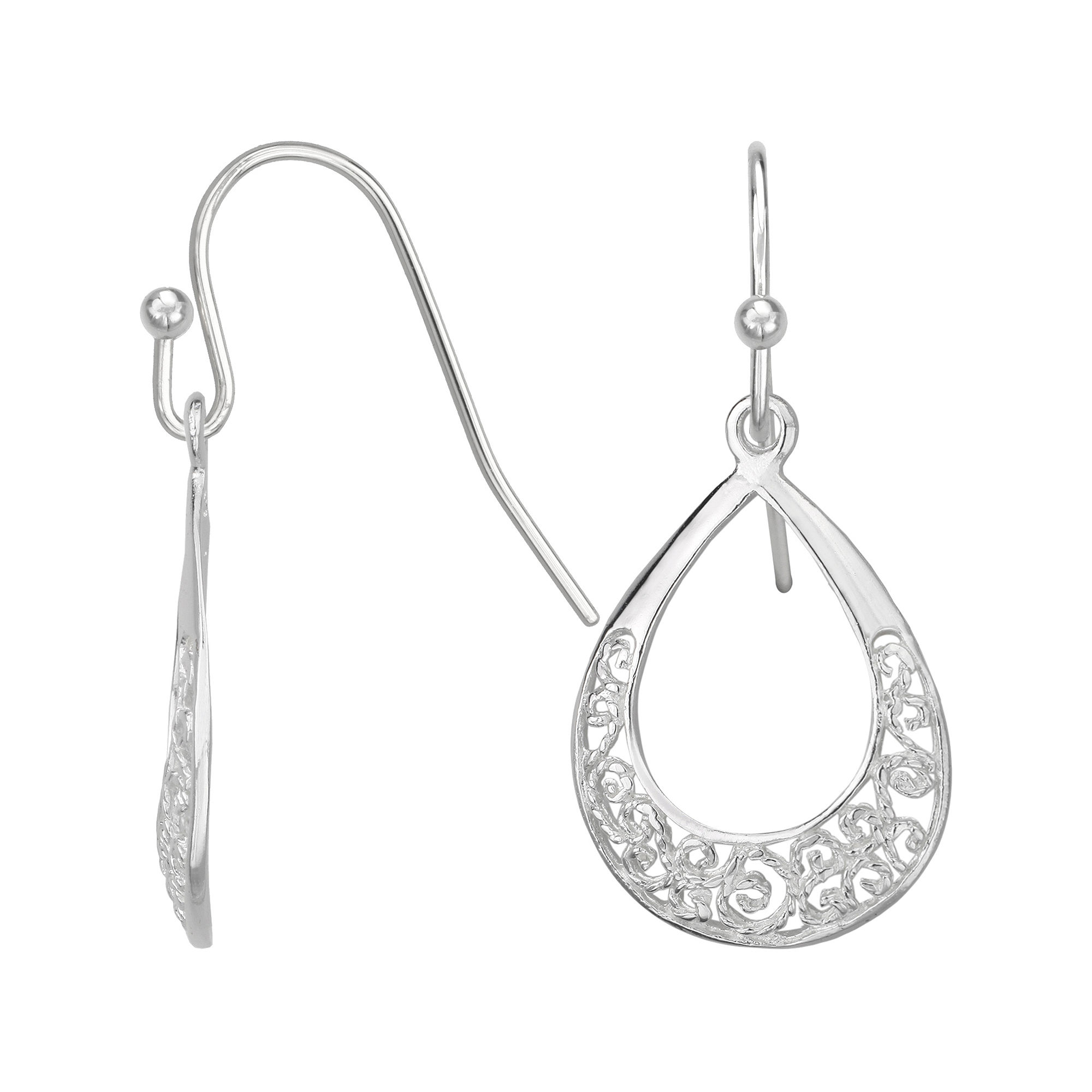 UPC 722089532158 product image for Sterling Silver Filigree Open Teardrop Earrings | upcitemdb.com