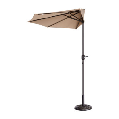 Villacera 9 Ft 5 Ribs Half Outdoor Patio Umbrella Color Beige Jcpenney