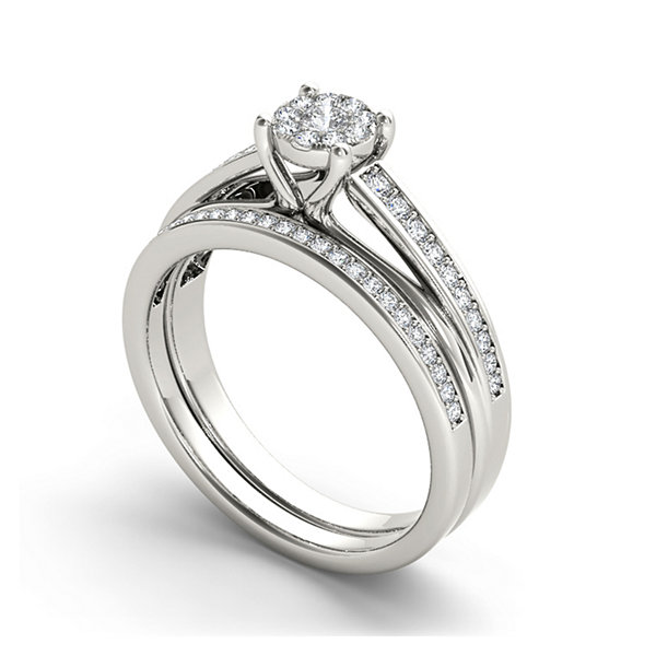 3/8 CT. T.W. Diamond 10K White Gold Bridal Ring Set JCPenney