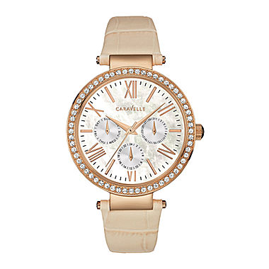 Caravelle New York® Womens Crystal-Accent Tan Leather