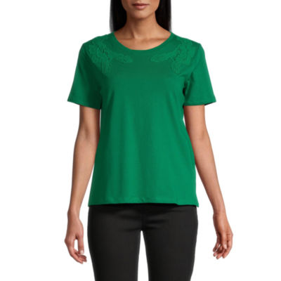 liz claiborne womens crew neck short sleeve blouse