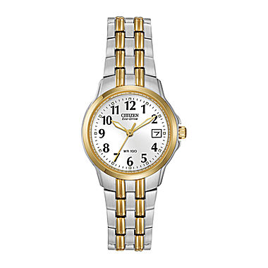 Citizen® Eco-Drive® Womens Two-Tone White Watch EW1544-53A