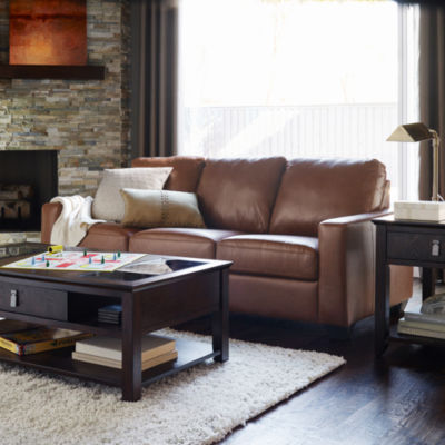 Leather Possibilities Track Arm Sofa JCPenney