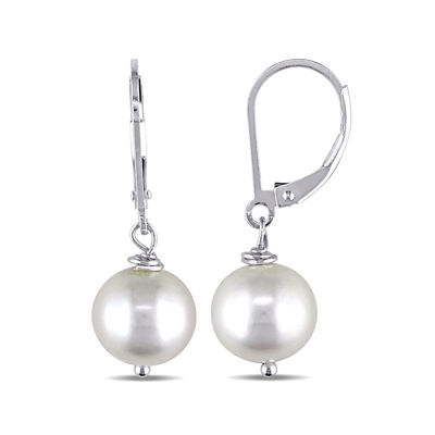 pearl earrings cultured drop freshwater sterling silver leverback mm jcpenney