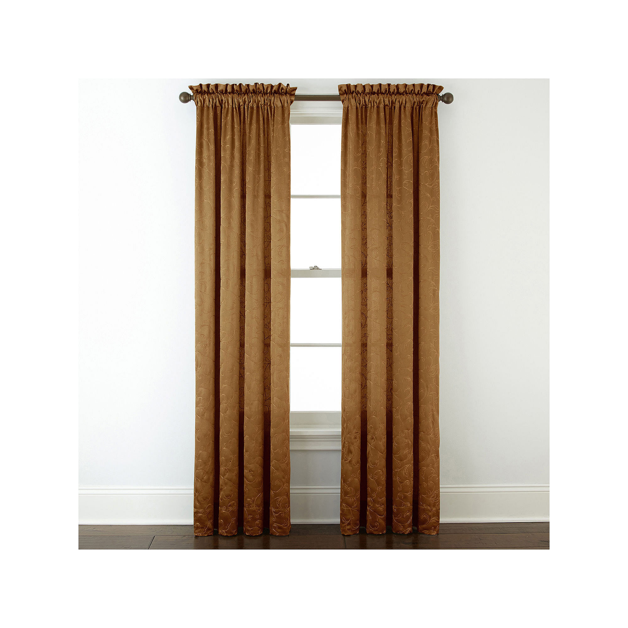 Royal Velvet Hilton Embroidery Rod-Pocket Curtain Panel